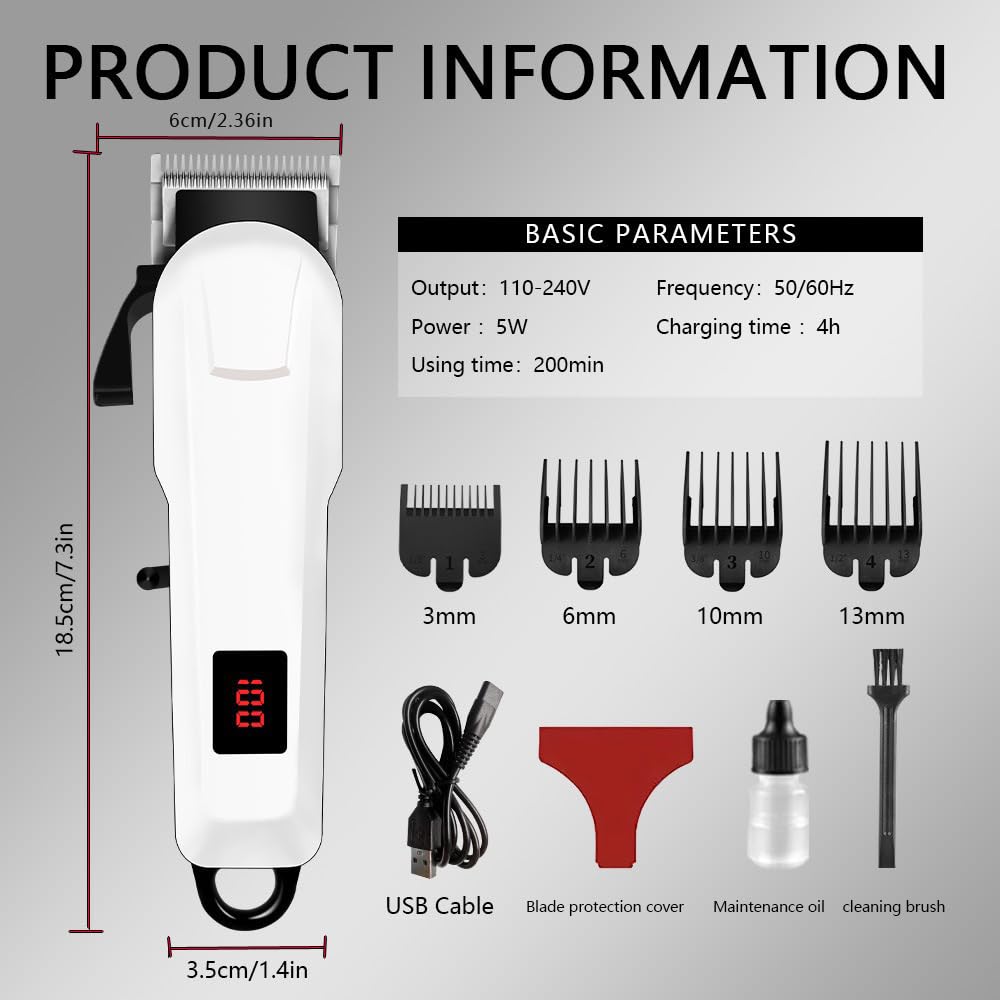 RUIM Professional Hair Clippers for Men, Cordless & Corded Barber Clippers, Rechargeable Haircut Kit with Adjustable Lever & Guide Combs for Home Hair Cutting and Grooming