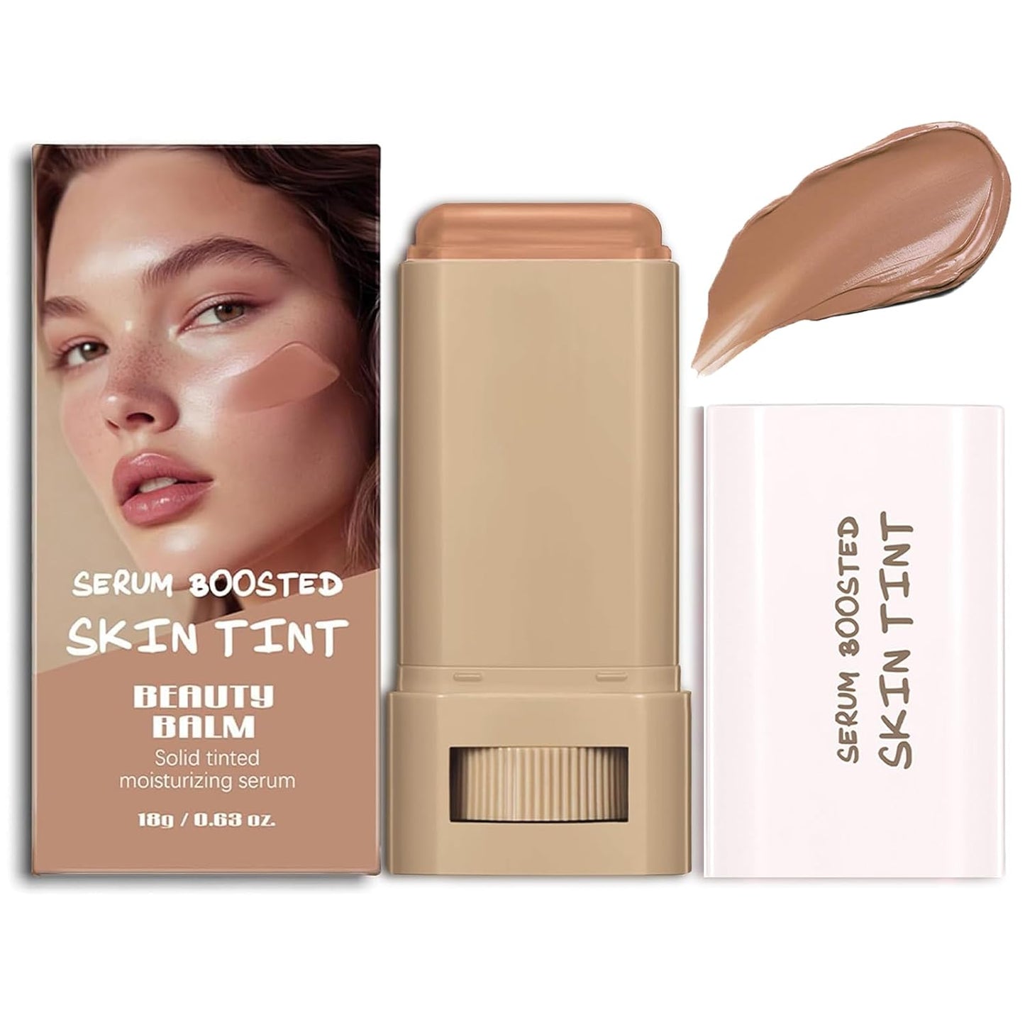 Beauty Balm Serum - Hydrating Tinted Moisturizer Stick | Lightweight Foundation with Sheer to Medium Coverage, Radiant Finish