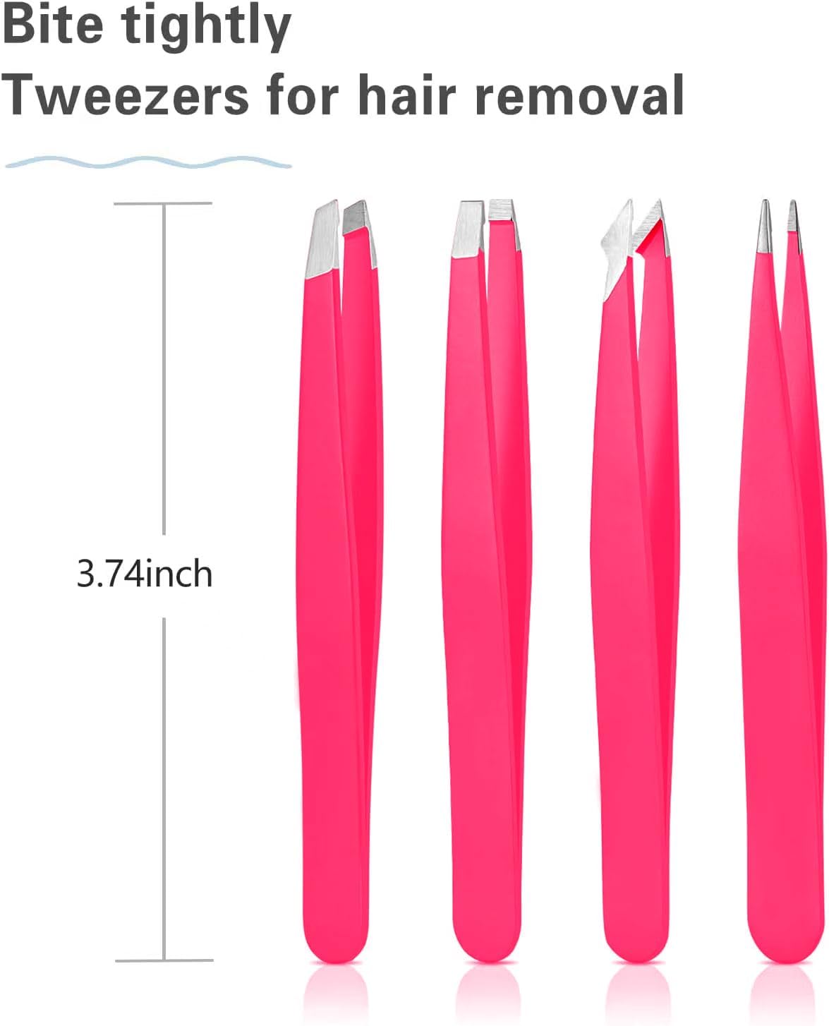 High Precision Stainless Steel Tweezers Set - Eyebrow & Ingrown Hair Removal Kit | 4 Pcs Pink Grooming Tools for Men & Women