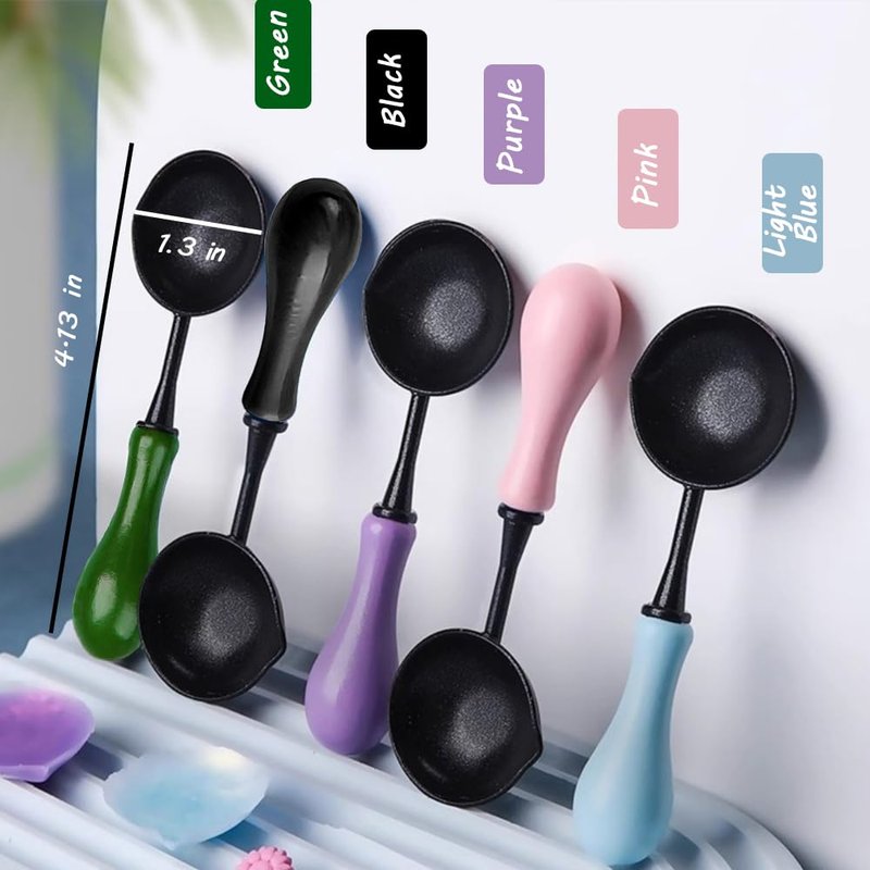 WUERLIN 3 Pieces Wax Seal Spoons with Wooden Handles,Non-Slip Sealing Waxing Spoon, Easy to Clean for DIY Wax Seal Stamp, Ideal for Envelope & Letter Art Crafts (Black)