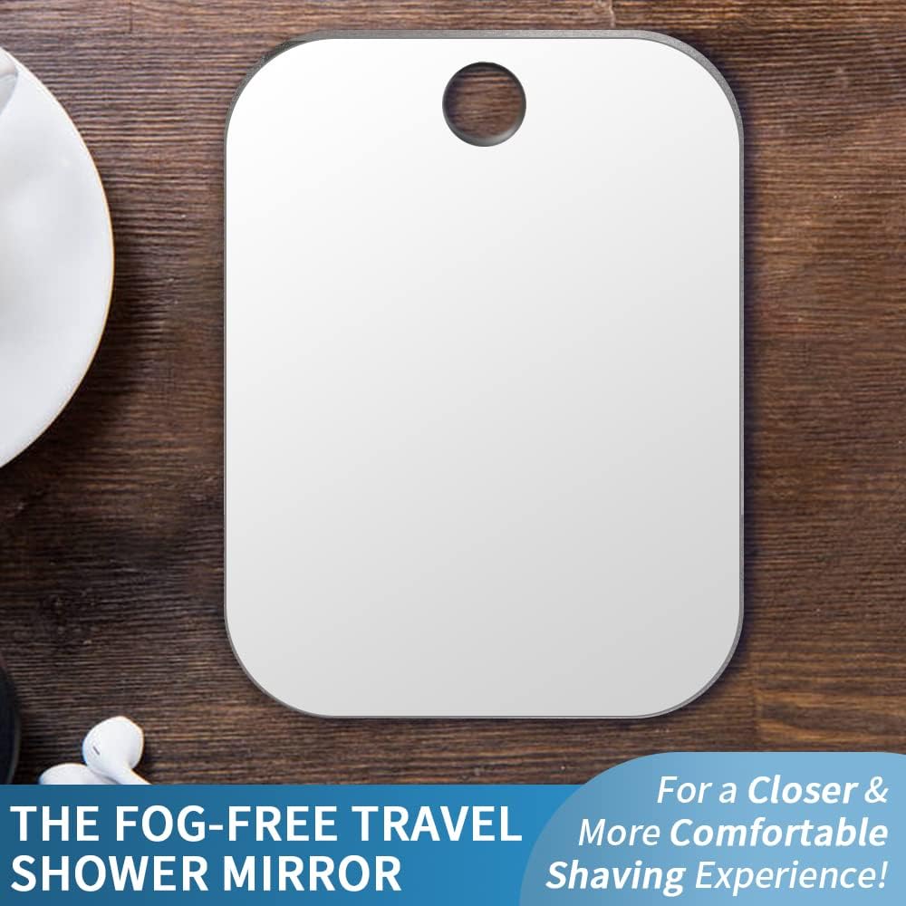 Shatterproof Fogless Shower Mirror for Shaving - 10.7x8 Inch Unbreakable Plexiglass | 2 Pack, Silver