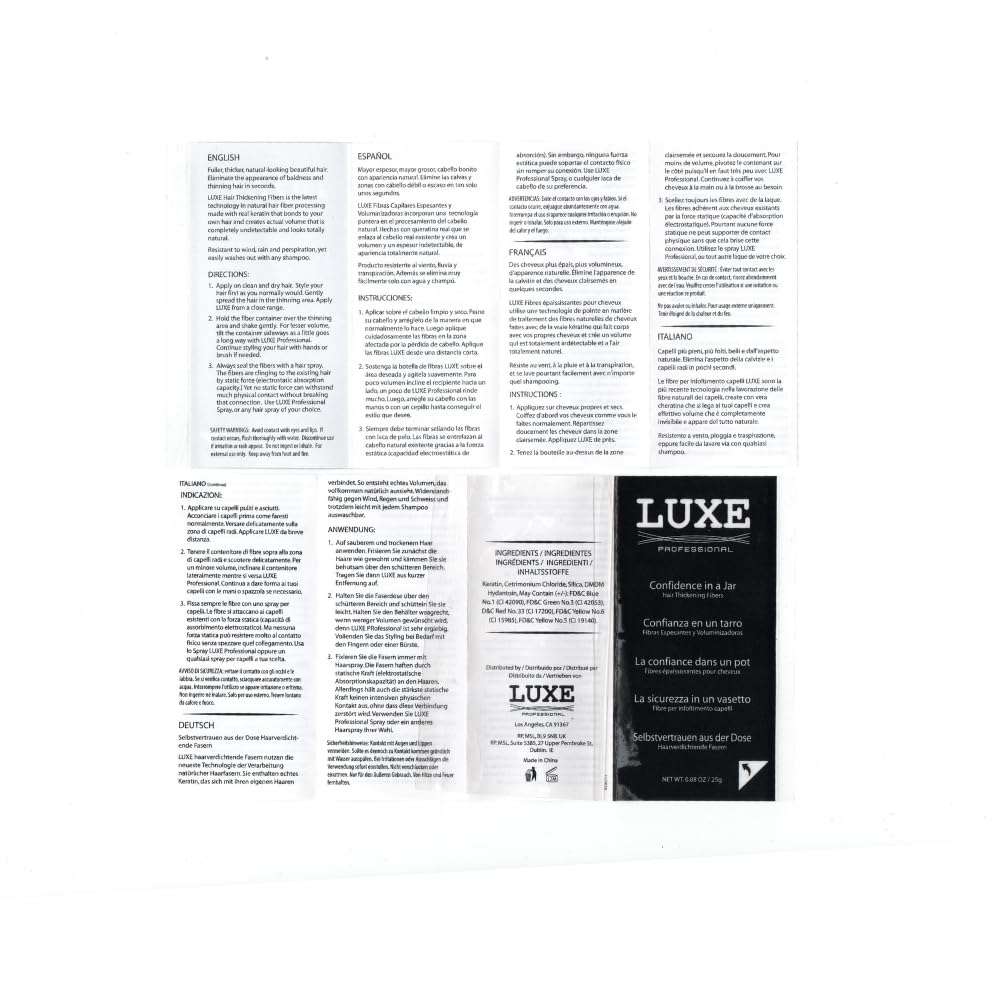 LUXE Hair Building Fibers - Thickening Fibers for Fuller Hair - Hypoallergenic | Auburn Color, 2-Month Supply