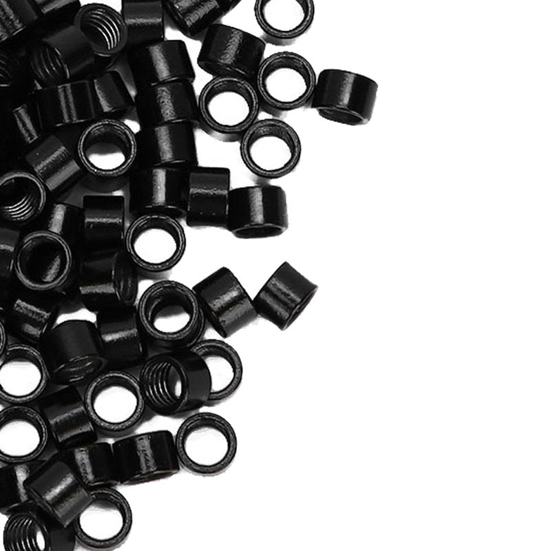 1000 Pcs Aluminum Micro Links Rings 4.5mm Lined Beads Hair Extension Tool (Black)