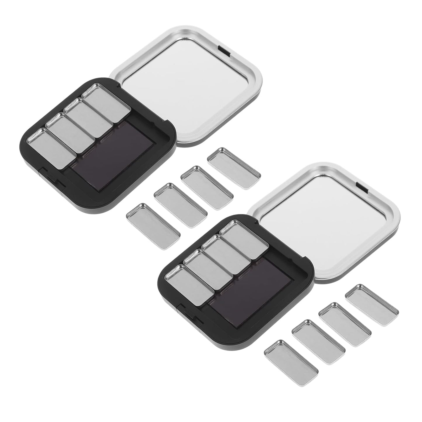 Magnetic Empty Eyeshadow Palettes - 2 Pcs Refillable DIY Makeup Storage Case | Portable with Mirror