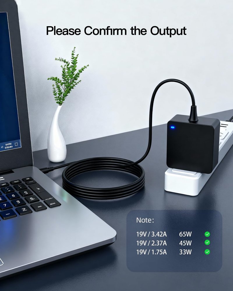 Nicpower Charger Fit for Asus Vivobook, Zenbook and More Laptop, Featuring Charging Indicator, Foldable Plug(Scratch-Resistant), 7.5Ft Power Cord, 65W/45W/33W