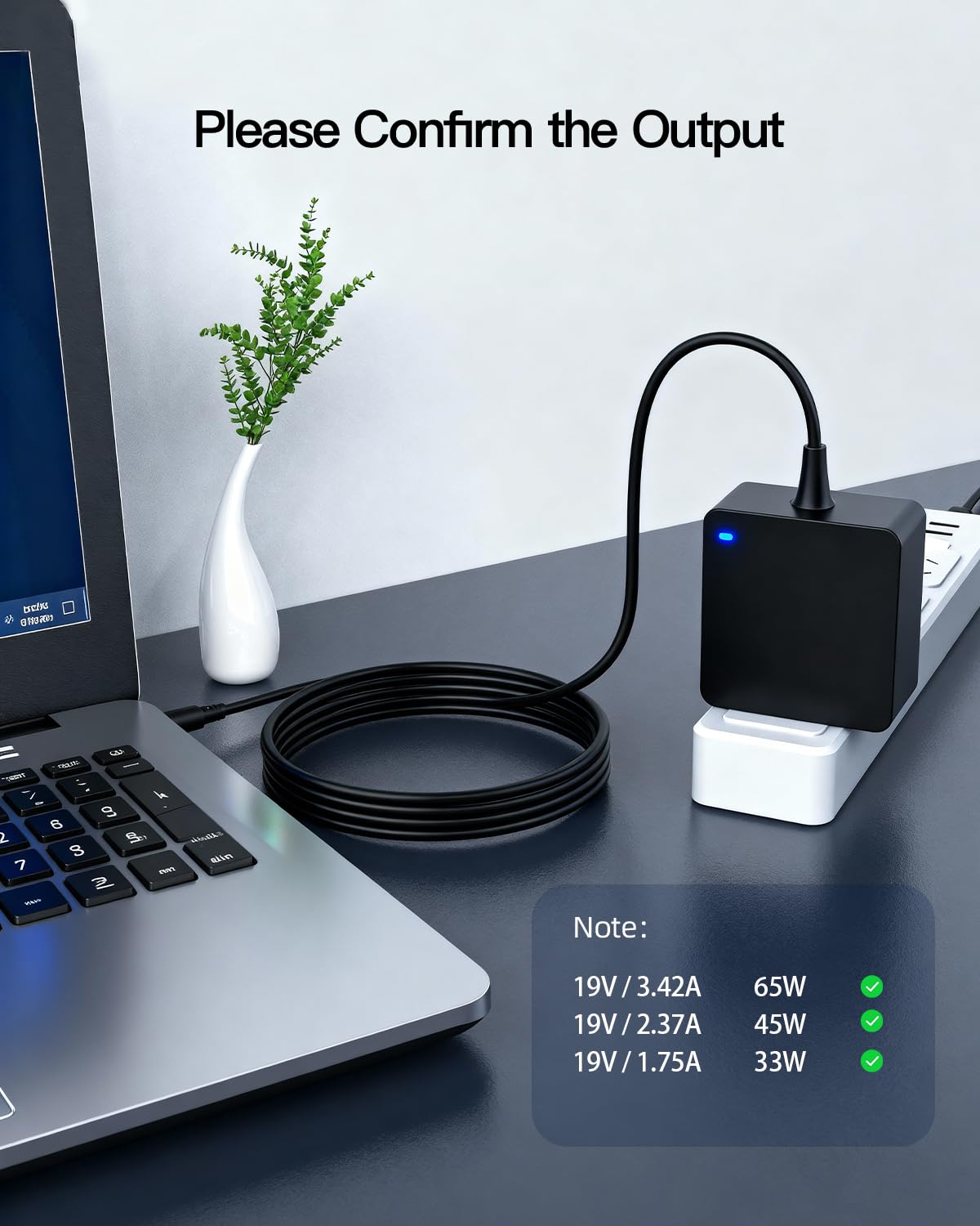 Nicpower Charger Fit for Asus Vivobook, Zenbook and More Laptop, Featuring Charging Indicator, Foldable Plug(Scratch-Resistant), 7.5Ft Power Cord, 65W/45W/33W