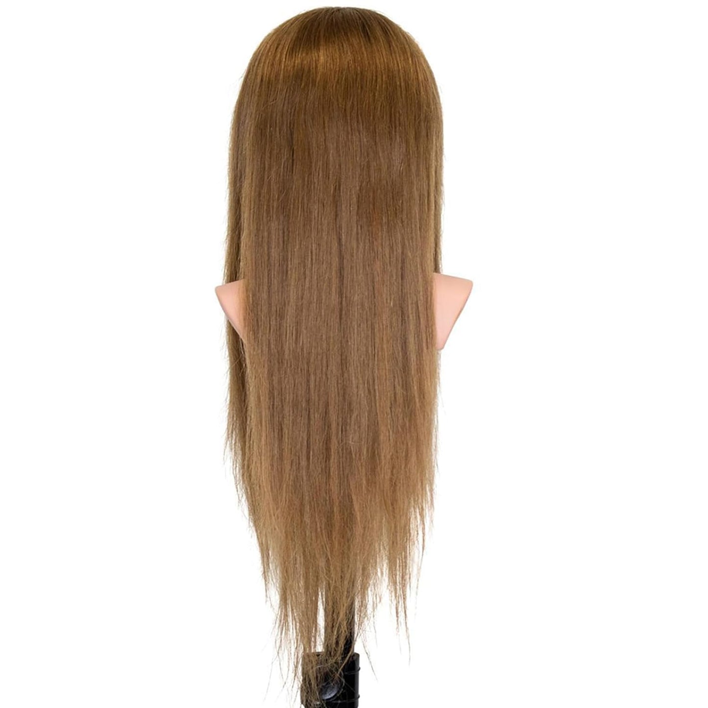 Tessa 24" Medium Brown Cosmetology Mannequin Head - 100% Human Hair for Styling & Training | Ideal for Hairdressers & Students