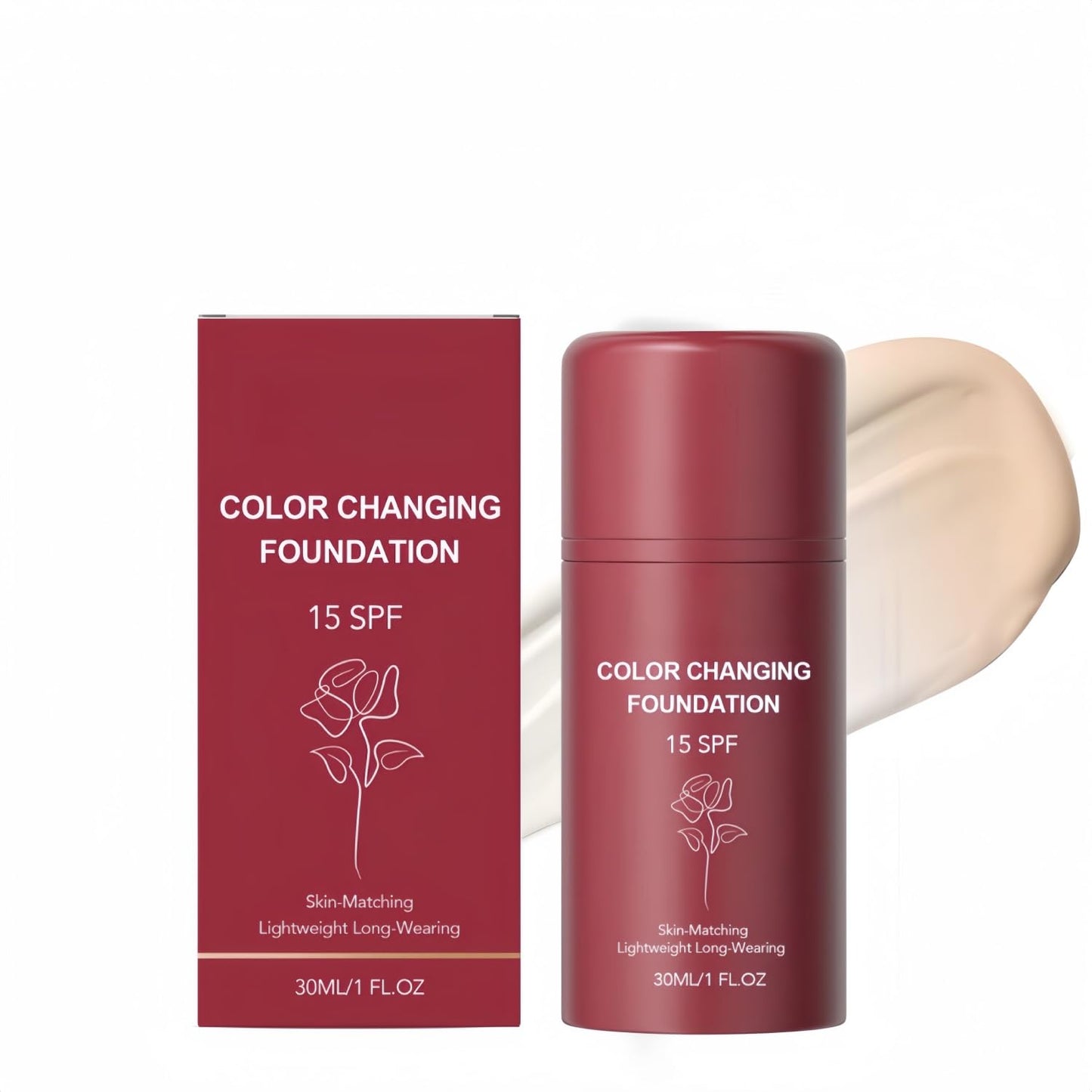 Color Changing Foundation - Skin Tone Adapting Liquid Makeup for Natural Finish | Lightweight, SPF 15, 1 Fl Oz