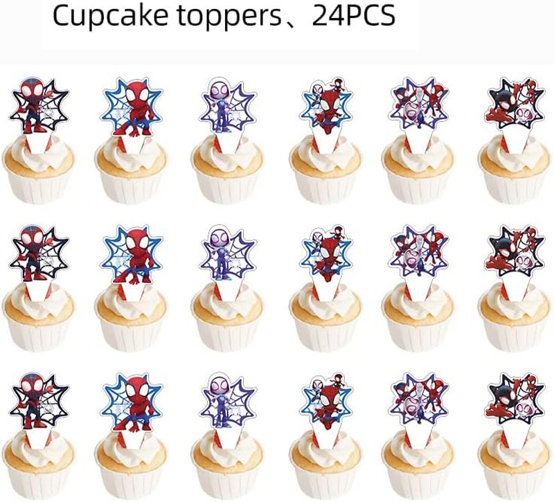 Cartoon Cake Toppers - 24PCS Cupcake Decorations for Birthday Parties | Fun Designs