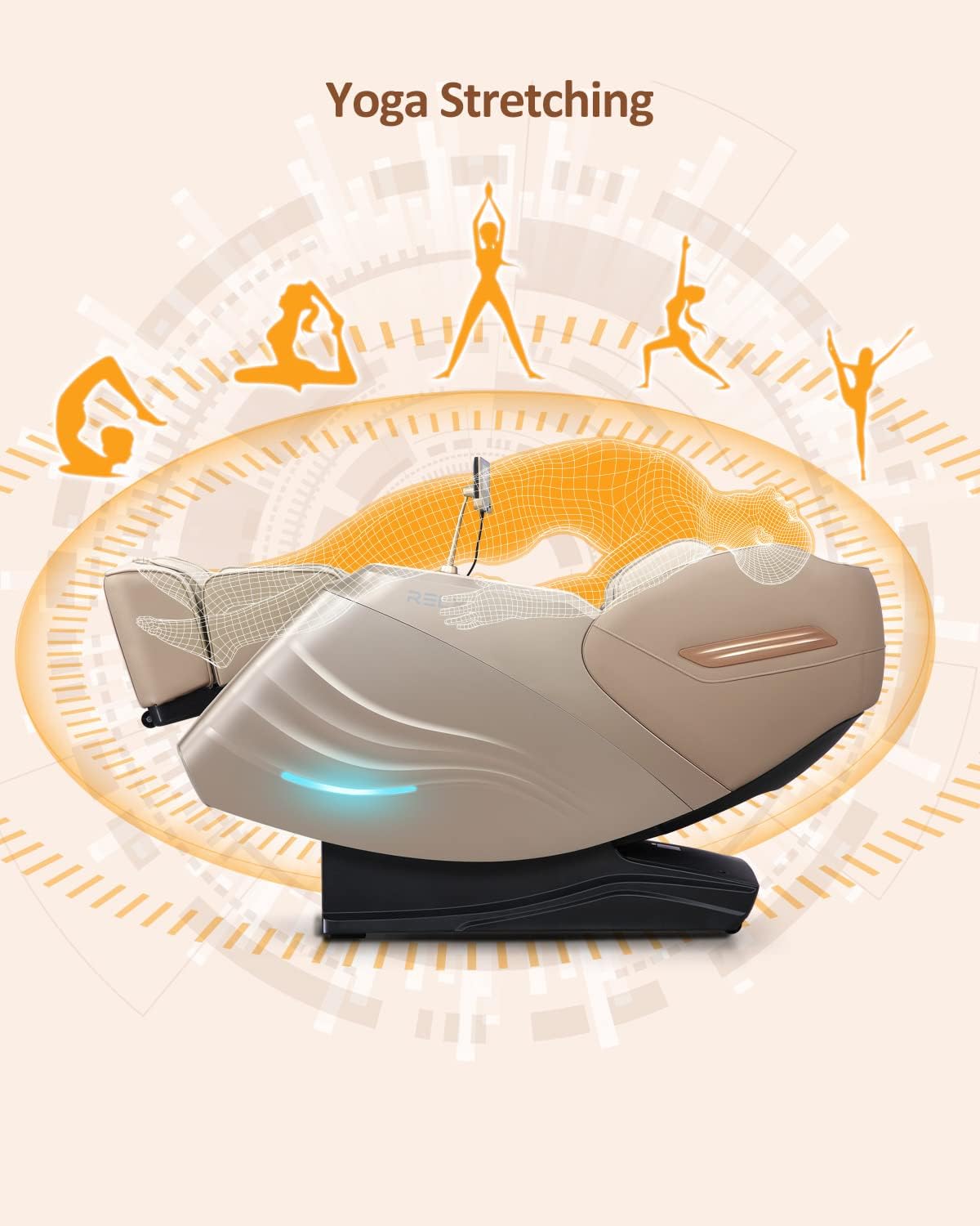Full Body Shiatsu Massage Chair - 20 Modes, Zero Gravity, Heat & Airbag Massage | Deep Yoga Stretch, Cream