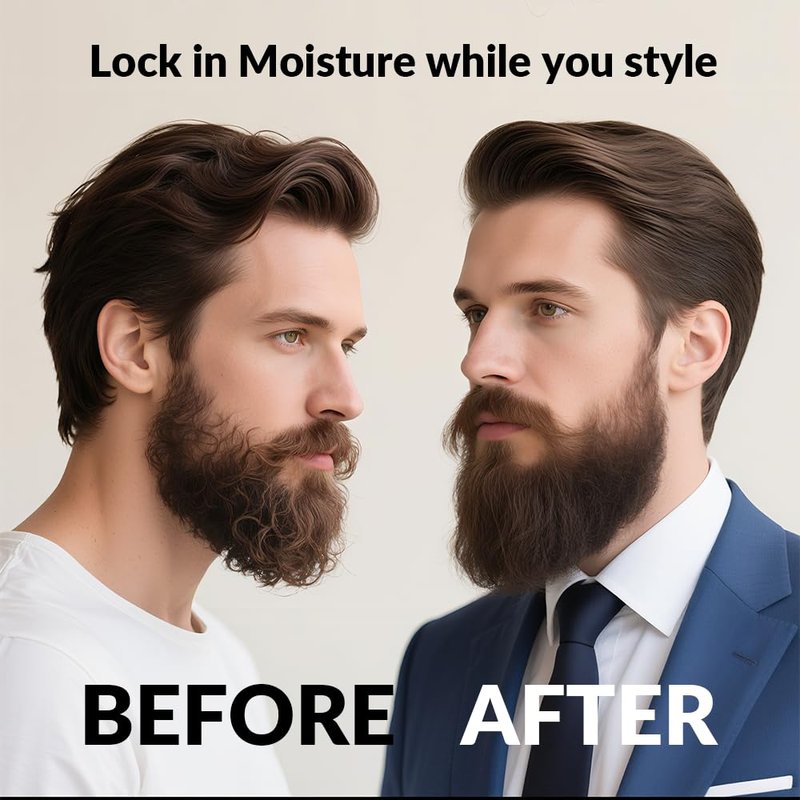 Beard Straightener for Men, Heated Beard Brush with Anti-Scald Design, Fast Straightening for Thick & Curly Beards, 5 Heat Settings Ionic Beard Comb, Travel Grooming Kit