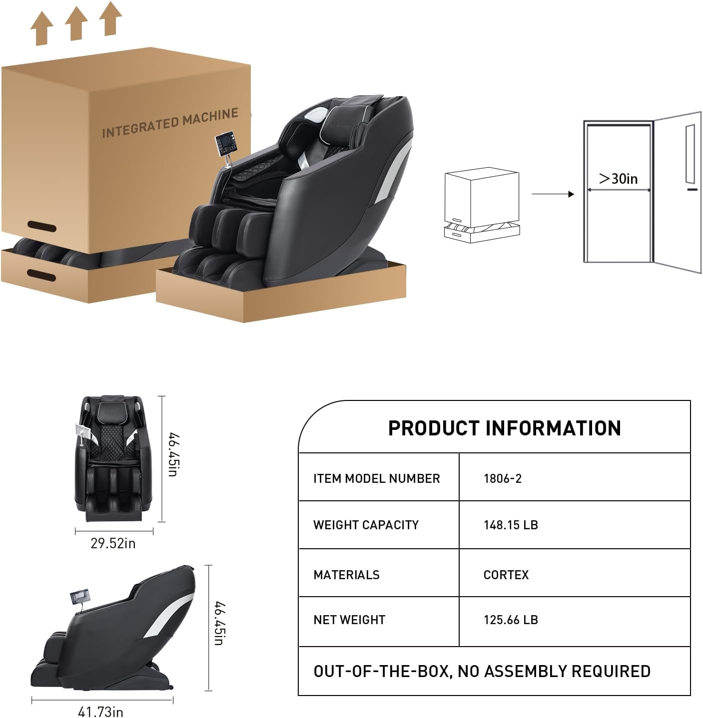 Full Body Massage Chair - Zero Gravity, 8-Point Nodes, Heating & Bluetooth | Adjustable Calf & Foot Rollers