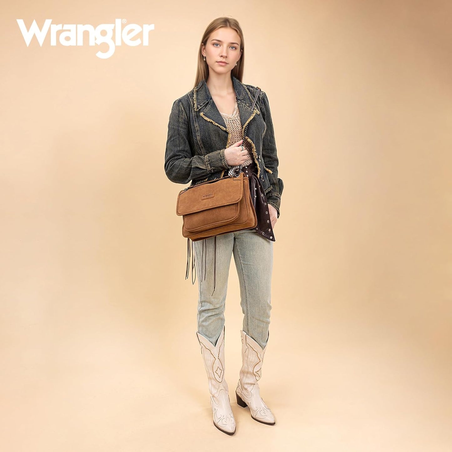 Wrangler Women's Retro Shoulder Bag - Stylish Crossbody Purse with Chain Strap