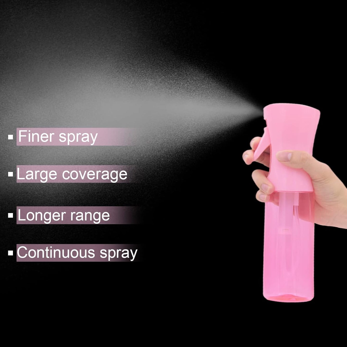 Continuous Spray Bottle for Hair | Fine Mist Refillable 6.8 Oz - Pink | Ideal for Skin Care, Pets, Plants, Travel