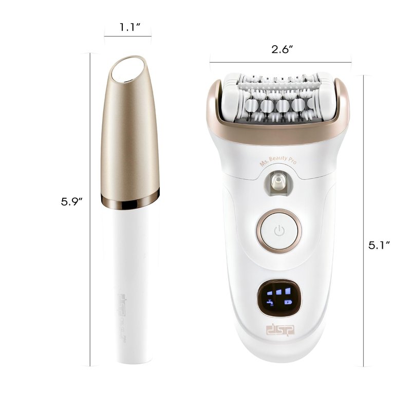 DSP 4-in-1 Women's Grooming Kit: Electric Shaver & Trimmer, Gentle Epilator Head, Fast Charging, with Accessories - Ideal for Home & Travel