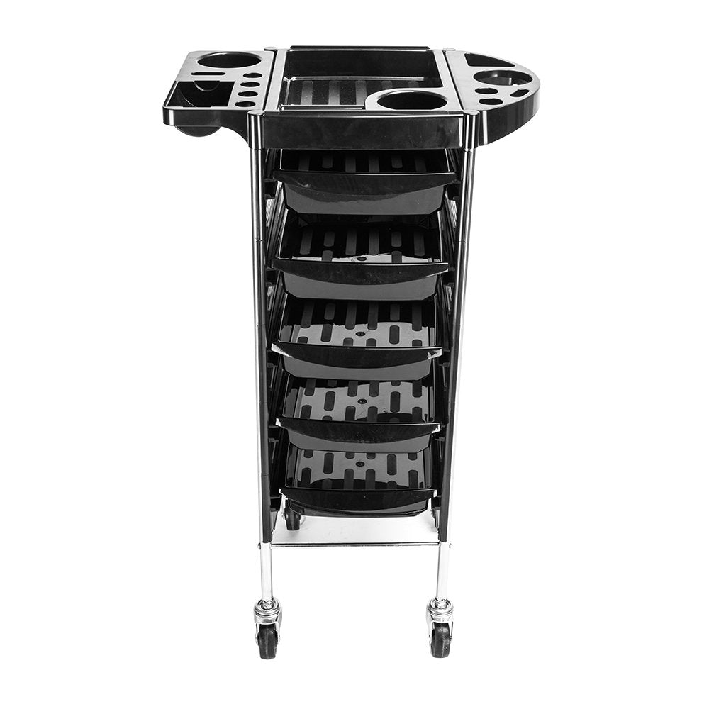 Salon Trolley Cart for Salon Station,Hair Salon Beauty Storage Car,5-Tiers Removable Hairdresser Beauty Storage Trolley,Space Saving Salon Rolling Cart (ABS & Stainless Tube Pole & Rubber Castor)