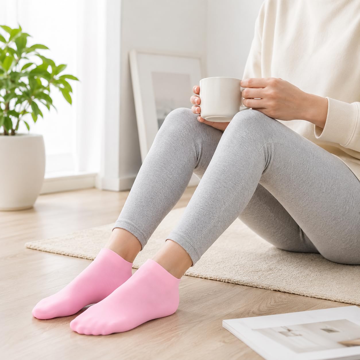 Moisturizing Socks for Dry Cracked Heels - 1 Pair Silicone Foot Socks for Women & Men, Rough Skin Softening, Reusable Hydration Socks, Mother's Day Gift