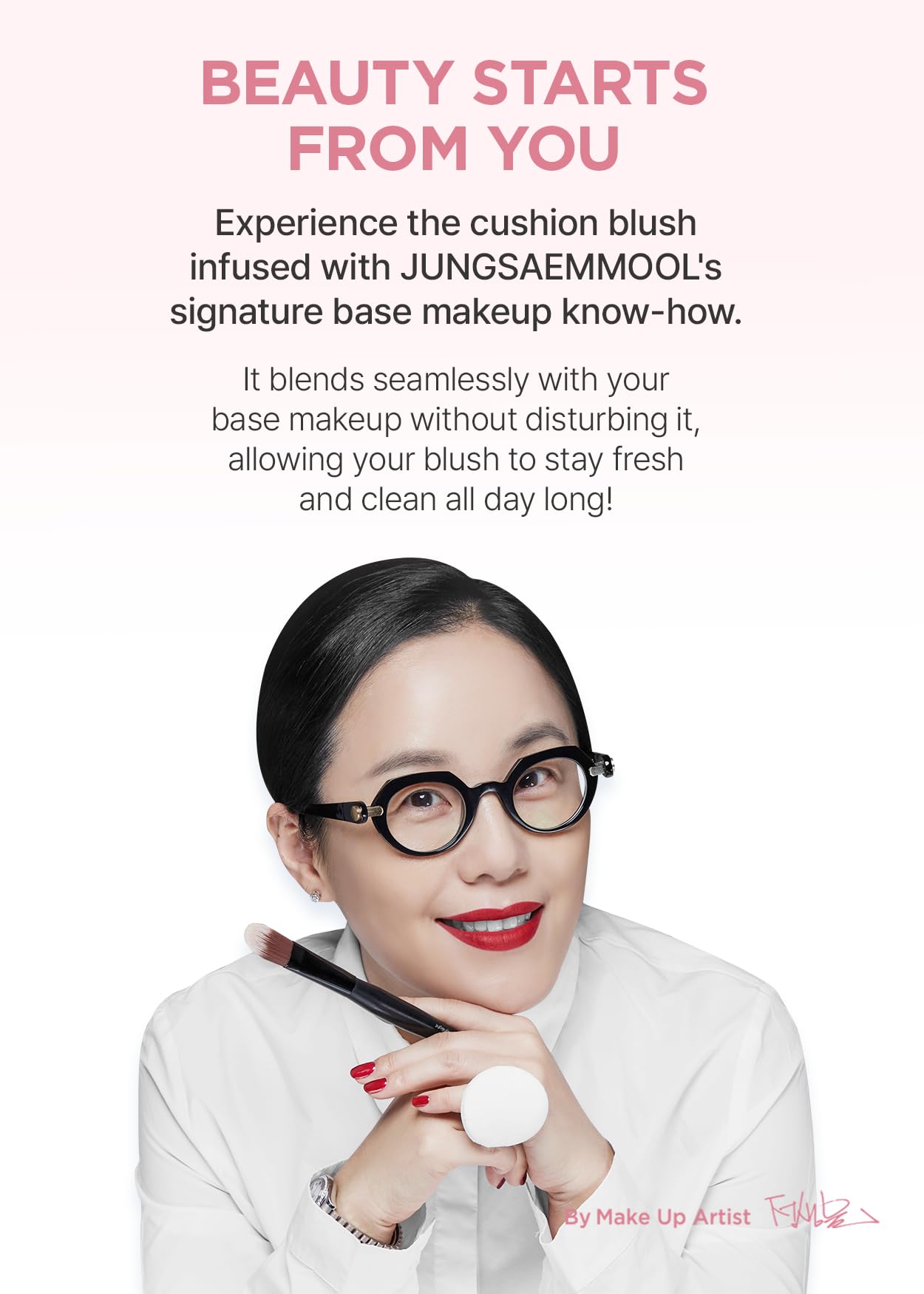 JUNG SAEM MOOL Artist Cushion Blush | Easy to Blend with Puff, Buildable Liquid Blush for Cheeks with a Natural & Matte Finish, Korean Makeup (Blur | Fuzzy Lavender)