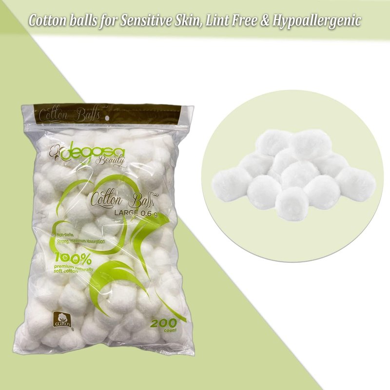 Jumbo Cotton Balls - Multi-Purpose Soft Natural Cotton for Facial Treatments & Makeup Removal | 70 Count