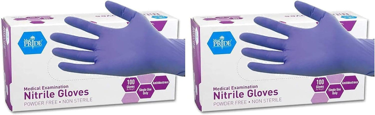 MedPride Nitrile Exam Gloves - Powder-Free, Iris Blue, Medium | Box of 100