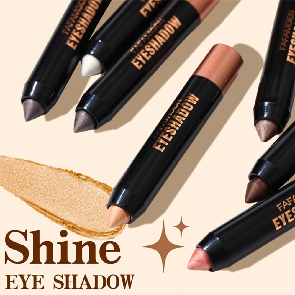 Monochrome Cream Glitter-Shimmer Eye Shadow Stick Palette makeup | 2-in-1 Eyeshadow & Eyeliner Pencil For Mature Women | Waterproof, Vegan & Cruelty-Free | Sombras Para Ojos | 06 Shimmer Dark Brown