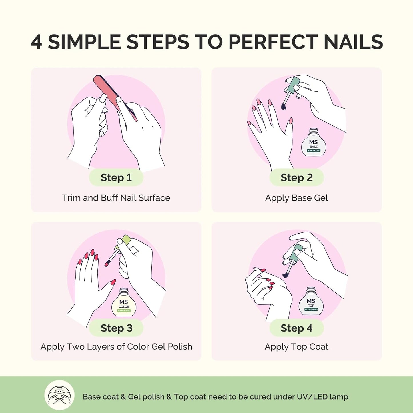 MelodySusie Gel Nail Polish Set - Hema-Free Soak Off UV Colors | Pink & Nude 8Pcs 10ml/0.34 fl oz