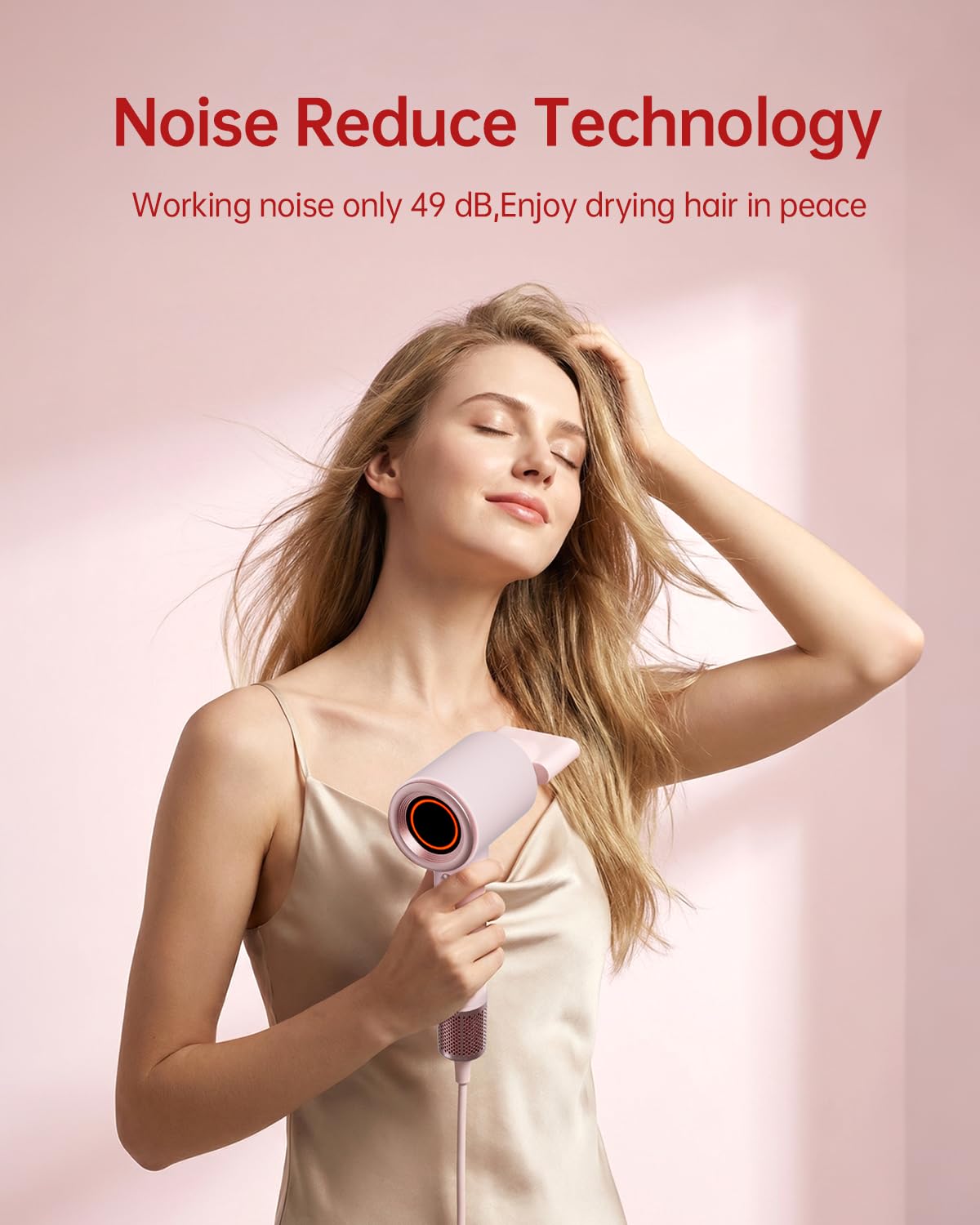 Hair Dryer, BOWEI 110000 RPM High-Speed Professional Blow Dryer for Fast Drying, 200M Negative Ions Anti-Frizz, Smart Thermo-Control, 0.83 lb Lightweight Quiet Compact Hairdryer, All Hair Types, Pink