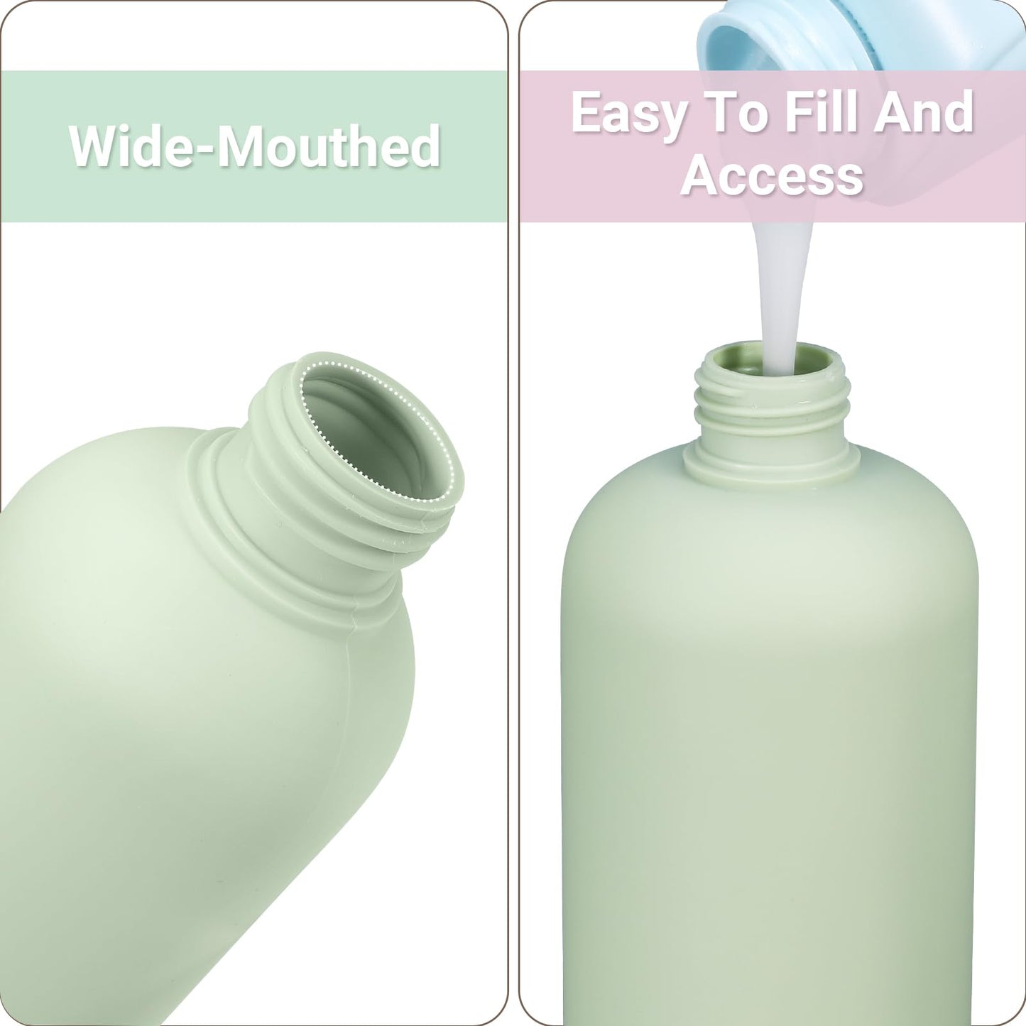 ASEVAT Plastic Leak Proof Travel Bottles for Toiletries, TSA Approved Travel Size Containers, Squeeze Bottles Refillable for Shampoo, Lotion & Body Wash (Blue+Pink+Green, 6.7 oz)