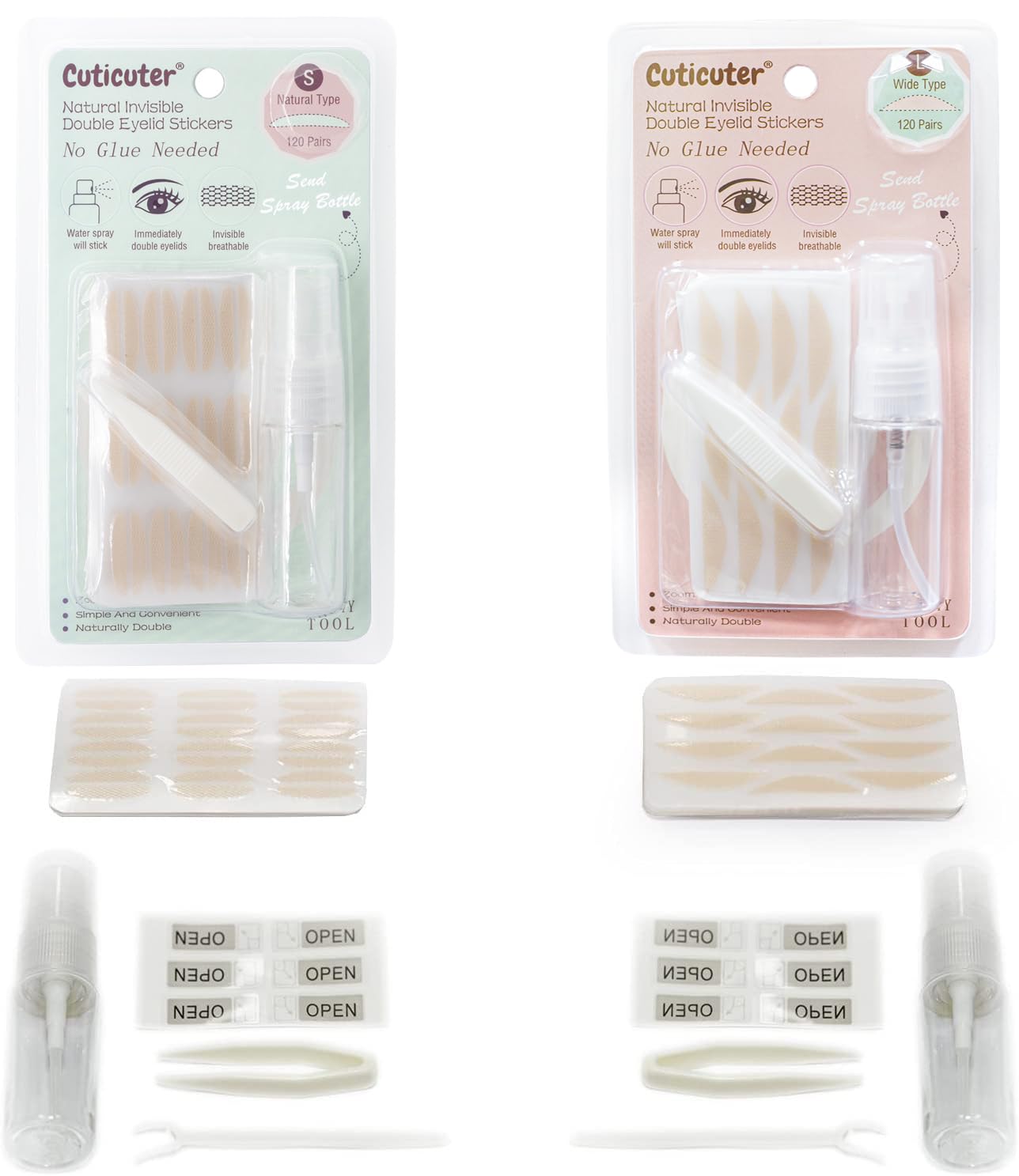 Cuticuter 240Pieces Double Eyelid Tape, Invisible Lace Eyelid Lifter Strips, Natural Fiber Waterproof Eye Lid Contour Stickers for Droopy Lids, Hooded Eyes
