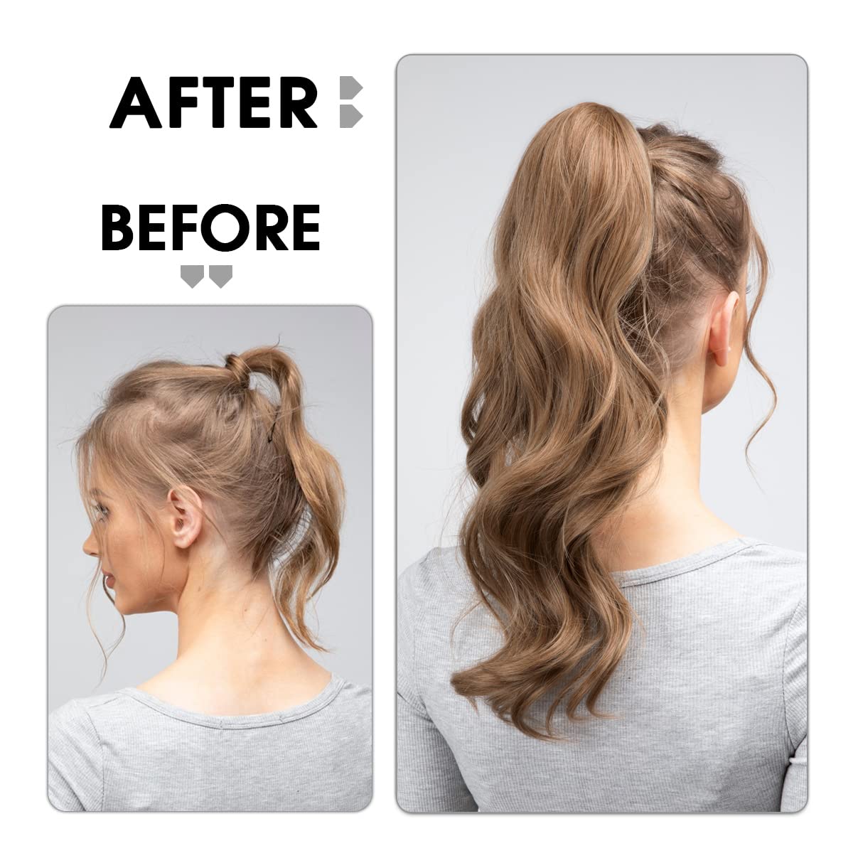 22-Inch Curly Wavy Ponytail Hair Extension - Clip-In Synthetic Hairpiece for Women | Dirty Blonde