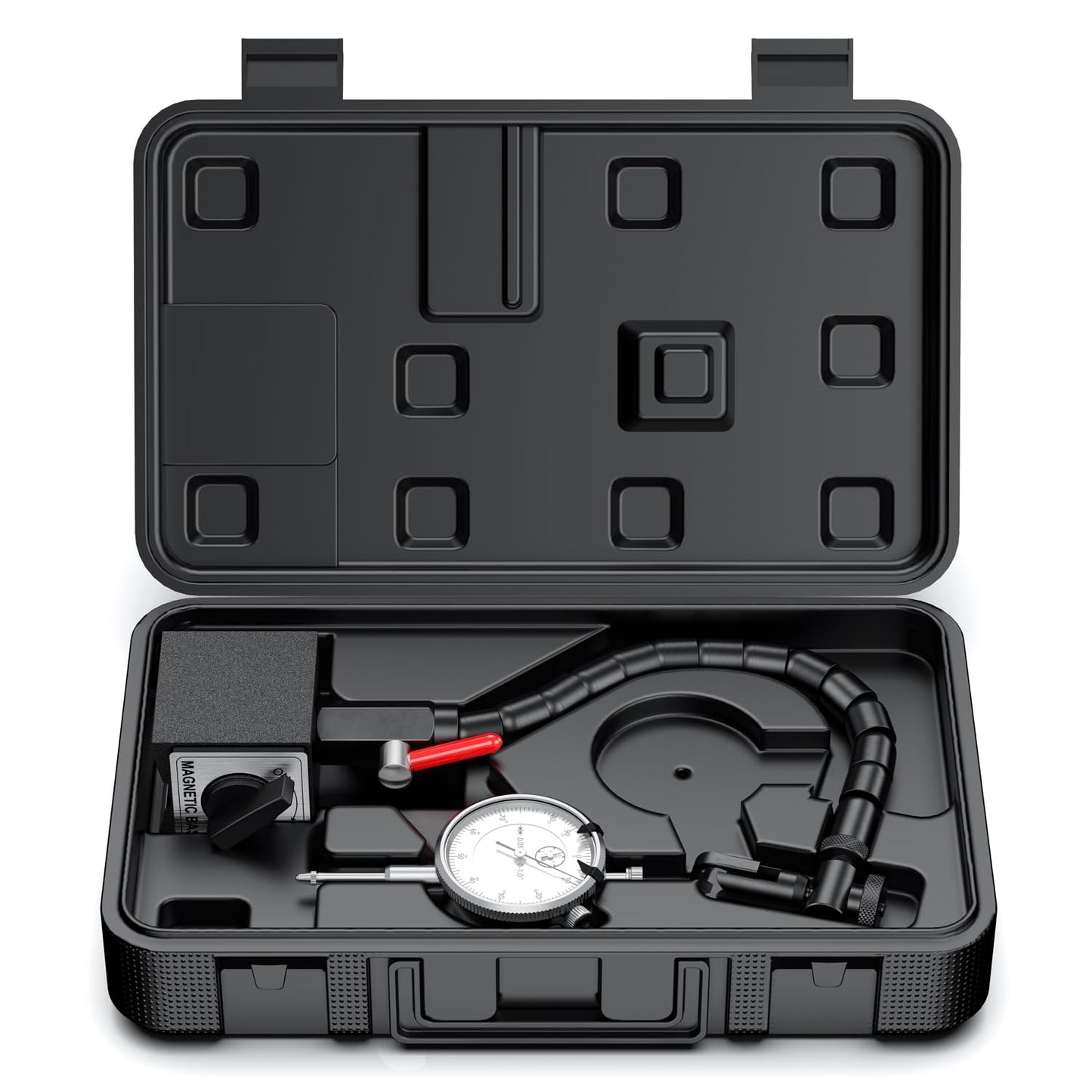 HDLNKAK Dial Indicator 0-1'' with Magnetic Base, Dial Indicator Tools Set for Alignment, 0.001" Accuracy Measurement Tool with Flex Arm Base and Indicator Combo( White Dial Indicator)