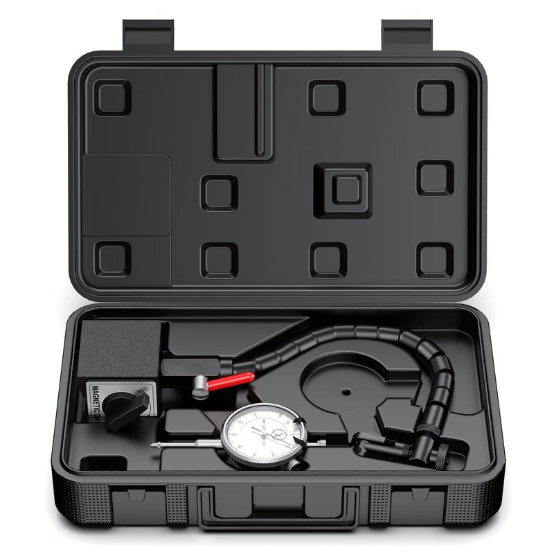 HDLNKAK Dial Indicator 0-1'' with Magnetic Base, Dial Indicator Tools Set for Alignment, 0.001" Accuracy Measurement Tool with Flex Arm Base and Indicator Combo( White Dial Indicator)