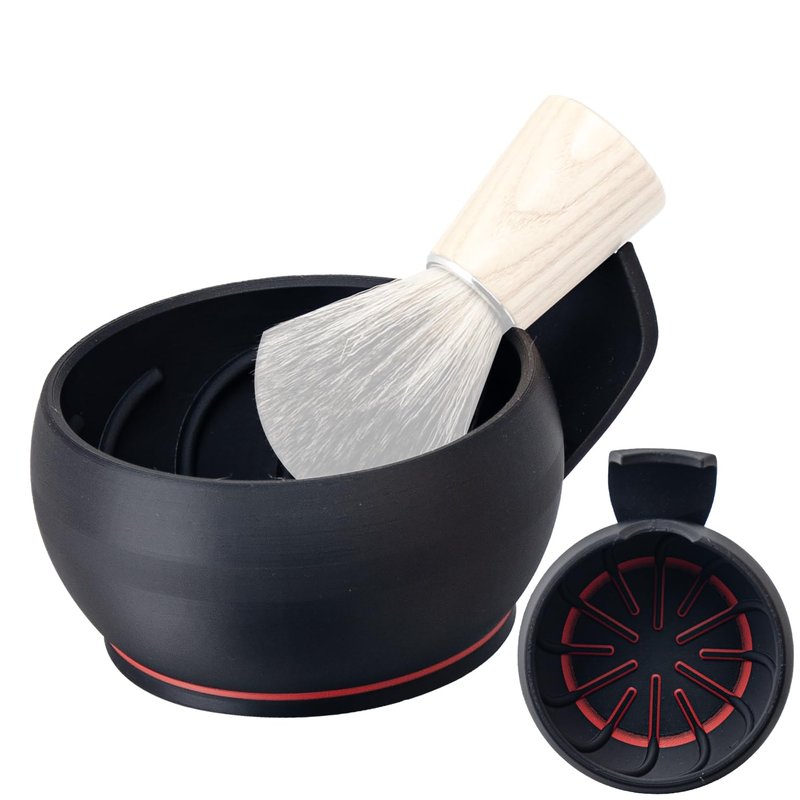 Grandslam Shaving Bowl with Ridges, Shaving Mug with Brush Stand, Shaving Soap Bowl for Shaving Cream and Soap, Durable & Holds Heat Longer, Rich & Thick Lather, Great for Traveling and Use at Home