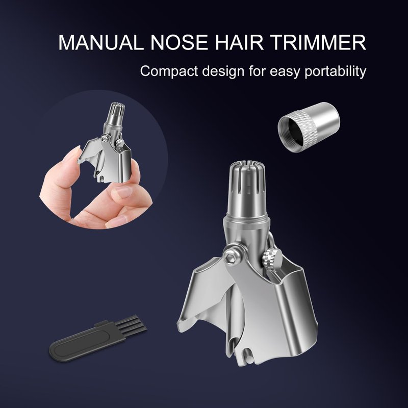 Winsea Stainless Steel Hair Trimmer for Men and Women - Manual Nose and Ear Hair Trimmer, Nose Clippers, 360° Rotating Hair Trimmer, Washable Nose Hair Remover