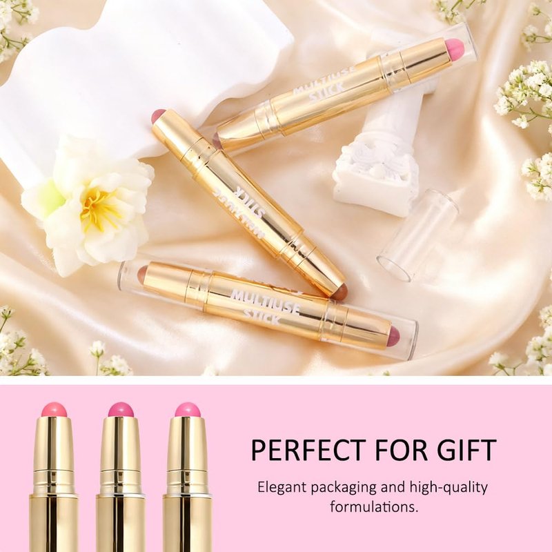 Contour Blush Multiuse Stick Makeup Set - Ultra-Creamy Vegan Bronzer & Highlighter | 3 Colors