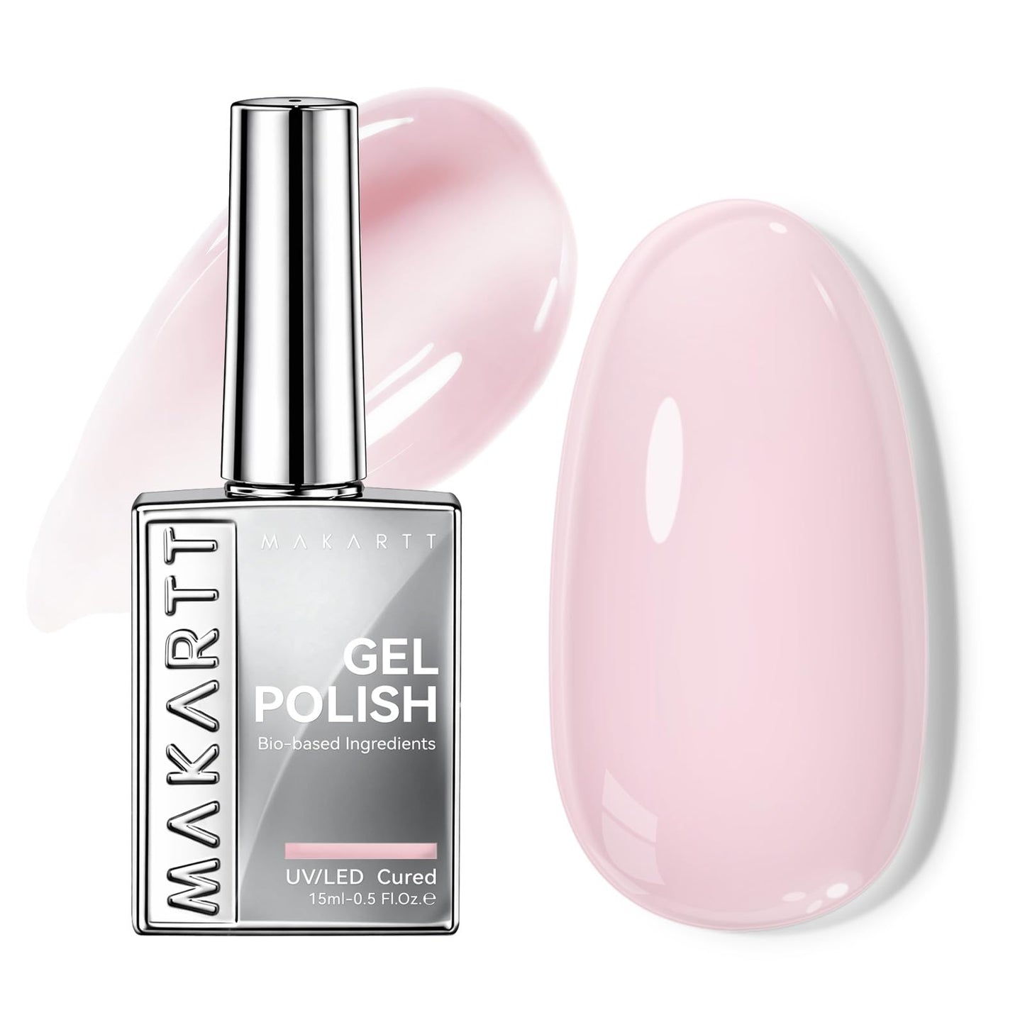 Makartt Milky Pink Gel Nail Polish: 15ML Hema-Free Jelly Baby Pink Nail Polish Sheer Translucent Effect Soak Off UV LED Nail Art Manicure DIY Home Salon Gift for Women