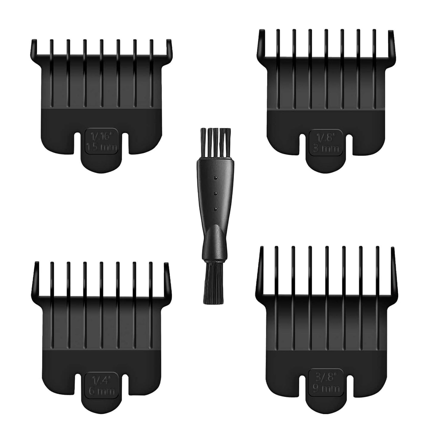 8 Pack Hair Clipper Guards - Universal Snap-On Blade Combs for Wahl, Andis & BaByliss | 1/32" to 1/4" Sizes, Black