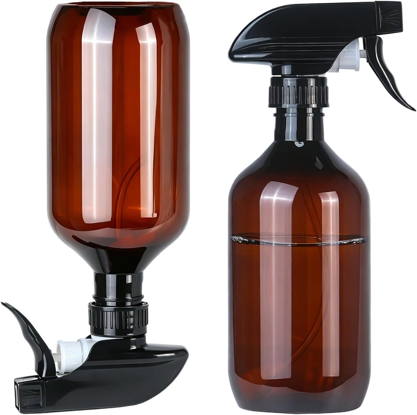 360° Spray Bottles - 10 oz Adjustable Nozzle Containers for Hair, Cleaning, BBQ & Plants | 2 Pack Clear