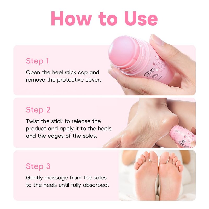 Sakura Foot Care Creams - 2 Pcs Cracked Heel Repair Sticks with Shea Butter & Aloe Vera | Deeply Moisturizing, 1.4 Oz