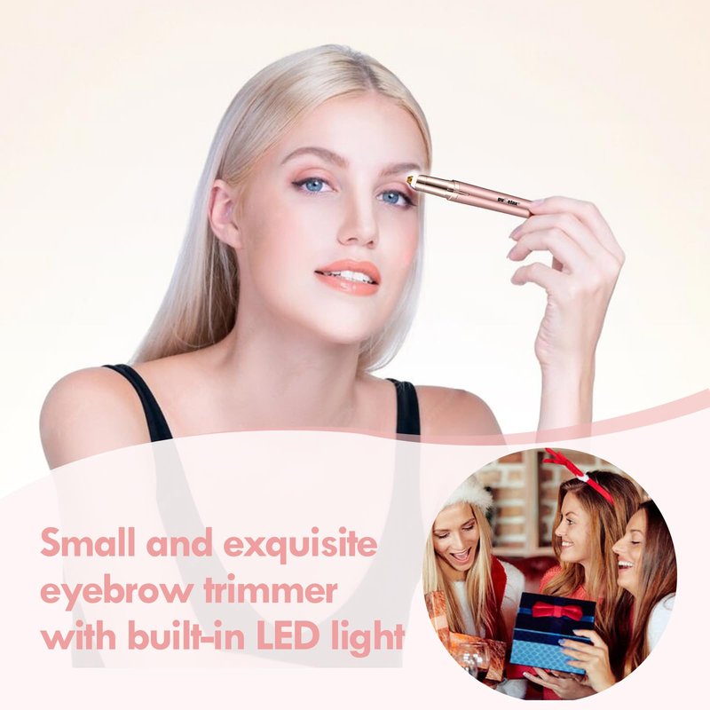 gurelax Eyebrow Trimmer for Women, Rechargeable Eyebrow Hair Remover, Painless Electric Razor with 2 x Replacement Heads,Face & Eye Brow Nose Ear Shaver Hair Removal (Rose Gold)