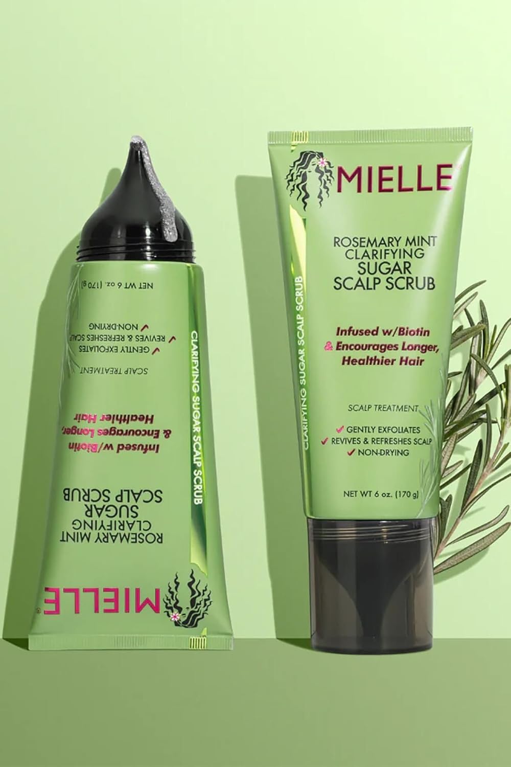 Mielle Organics Rosemary & Mint Scalp Scrub - Gentle Exfoliating Pre-Shampoo Treatment for Dry Scalp | Biotin-Infused, 6 Fl Oz