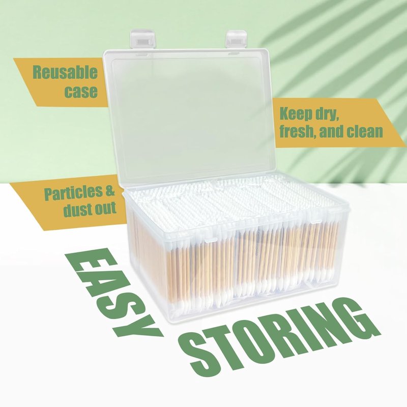 Pointed Tip Cotton Swabs - 1000 Double Pointed Buds for Makeup & Personal Care - Soft, Hypoallergenic Bamboo Sticks
