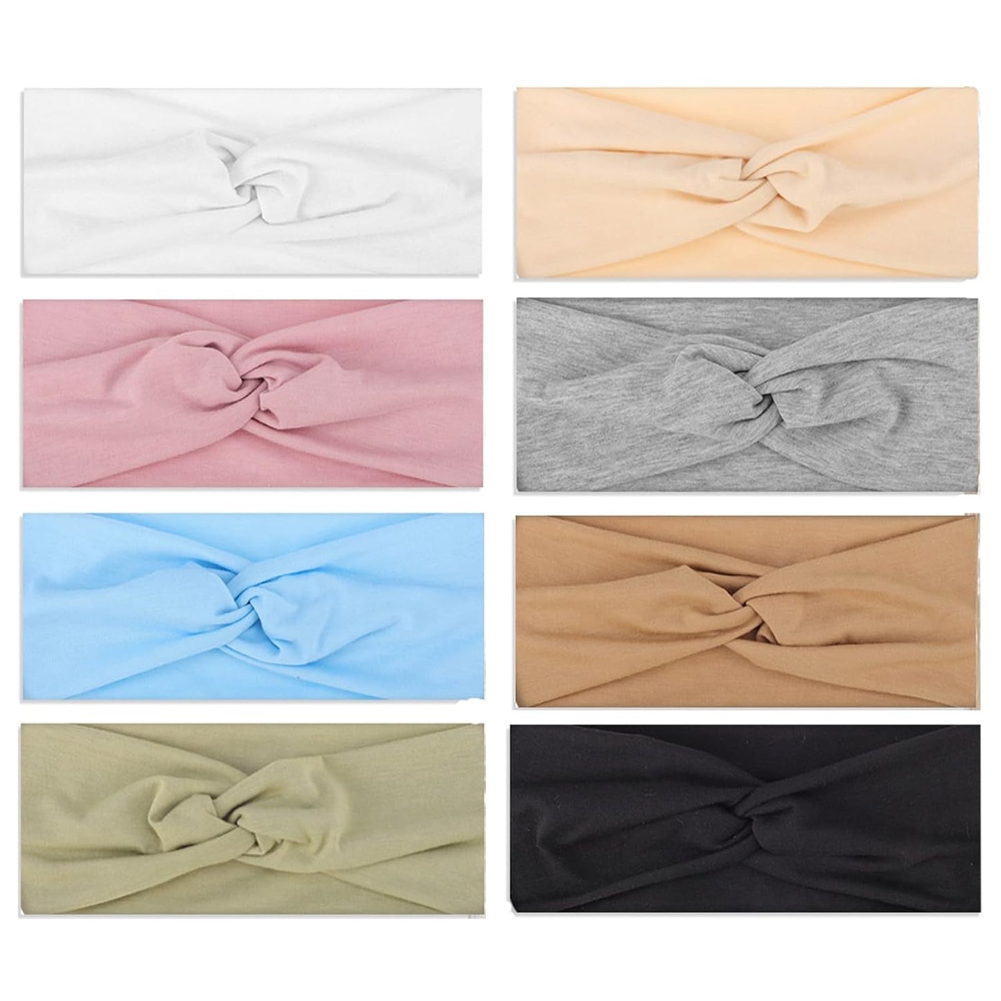 Needbrock Boho Headbands for Women - 8 Pcs Non-Slip Knotted Hair Bands | Soft Stretchy Cloth for Yoga & Daily Wear