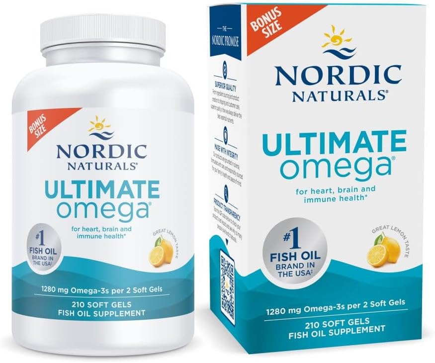 Nordic Naturals Ultimate Omega - High-Potency Omega-3 Fish Oil Supplement | 90 Soft Gels, Lemon Flavor, 1280 mg Omega-3