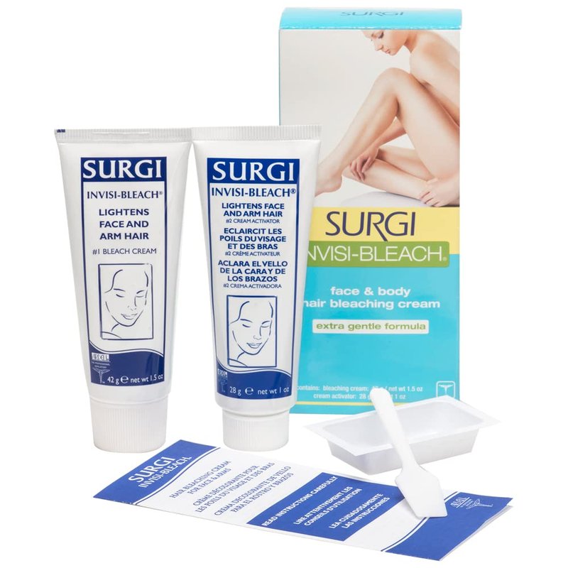 Surgiwax Invisi Bleach Face & Body Hair Bleaching Cream – Lightener for Facial Hairs, Arms & Legs, Extra Gentle Formula for Sensitive Skin, 1.5 oz
