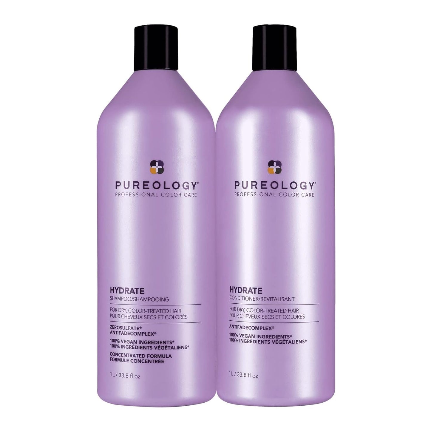 Pureology Hydrate Shampoo & Conditioner Set - Moisturizing for Medium to Thick Color-Treated Hair | Sulfate-Free, Deep Hydration