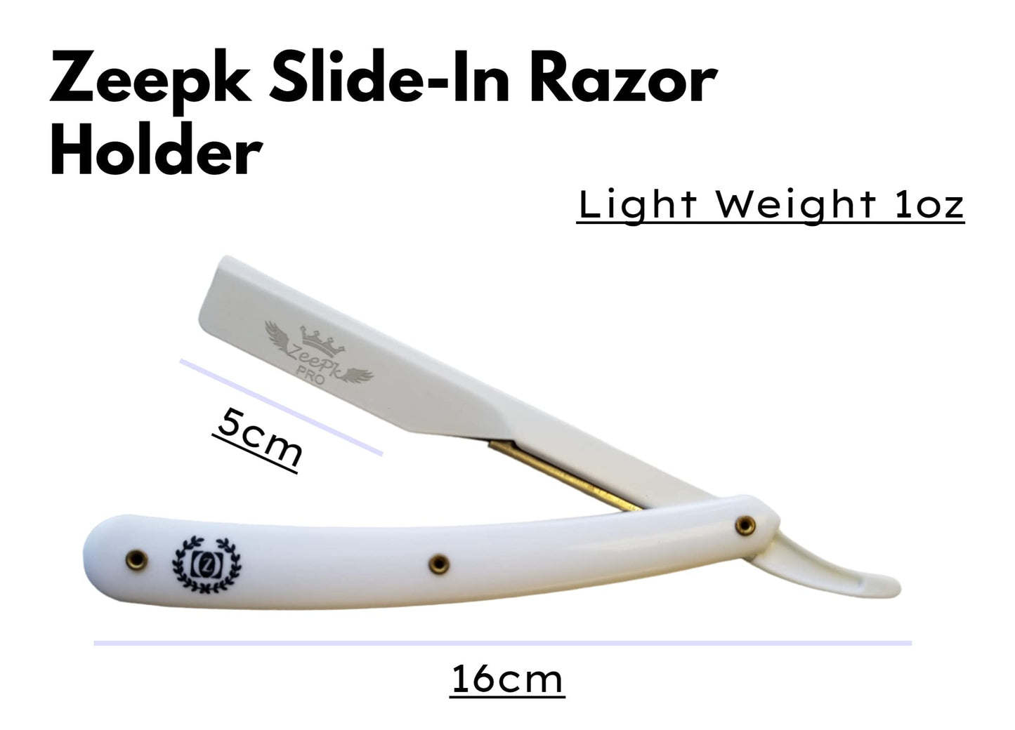 Barbero Cuchilla Barber Razor Straight Clean Shav Free Blades Salon Shaving Classic Stainless Steel (White Razor Holder)