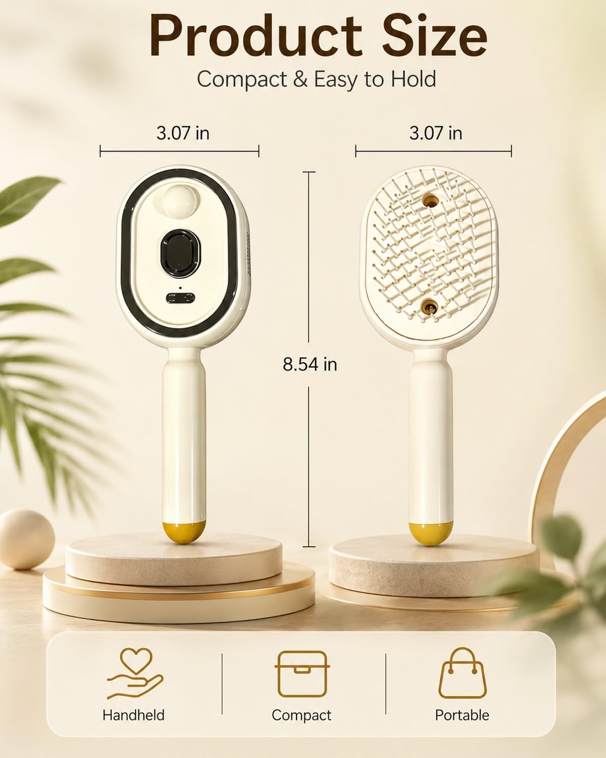Electric Spray Massage Hair Brush 3 In 1 Self Cleaning Steaming Air Cushion Comb Mist Spraying Water Steam Handheld Hairbrush Steamer Liquid Misting Built Essential Oil Mister Wet Frizz