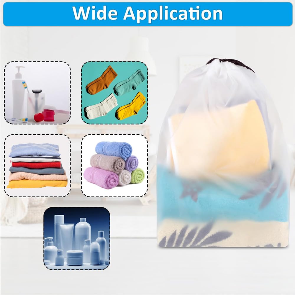 10 PCS Large Clear Shoe Bags for Travel, 11.8" x 15.7" Drawstring Travel Shoe Bags for Trip Cruise Shoe Storage Bag Travel Essentials