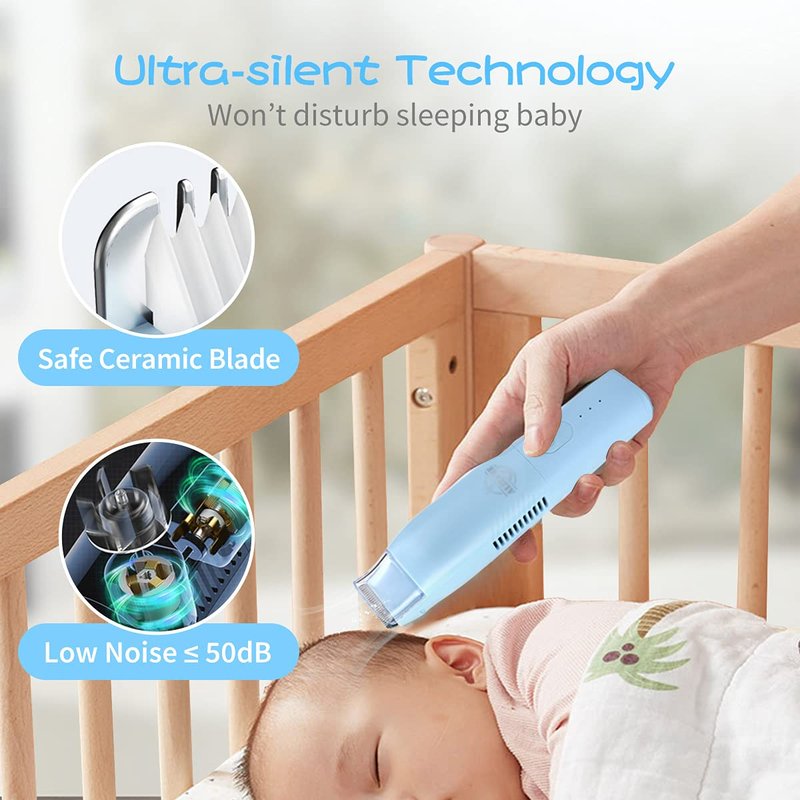 E-Hunter Baby Hair Clippers with Vacuum for Baby, Infants, Children, Kids and Newborn, Waterproof Rechargeable Cordless Hair Trimmer with 2 Guide Combs & Haircut Cape